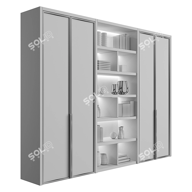 Sleek Lit Cupboard with Shelves 3D model image 5