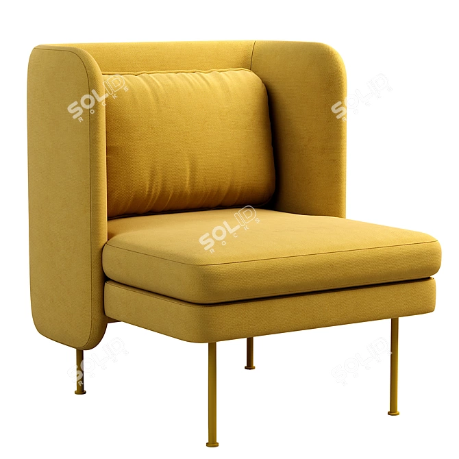 Plush Bloke Velvet Lounge Chair 3D model image 1