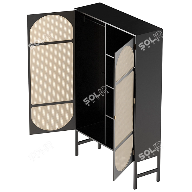 Vintage Webbed Storage Cabinet 3D model image 6