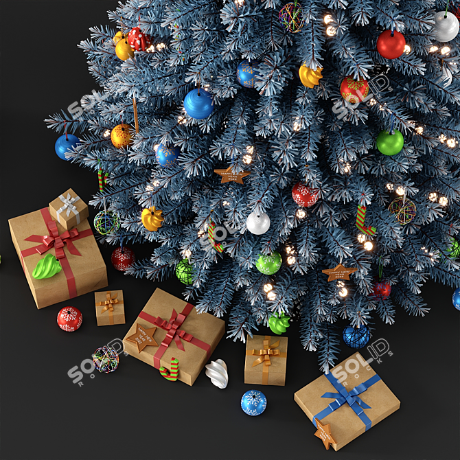 Frosty Blue Christmas Tree 3D model image 2