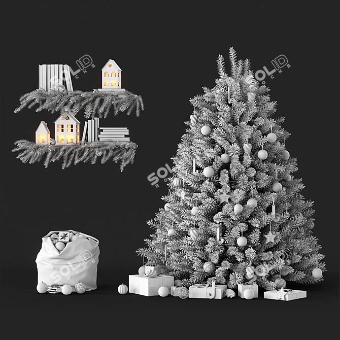 Frosty Blue Christmas Tree 3D model image 5