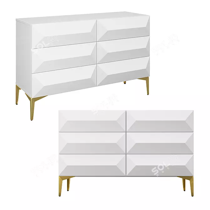 Sierra White Lacquered Chest of Drawers 3D model image 1