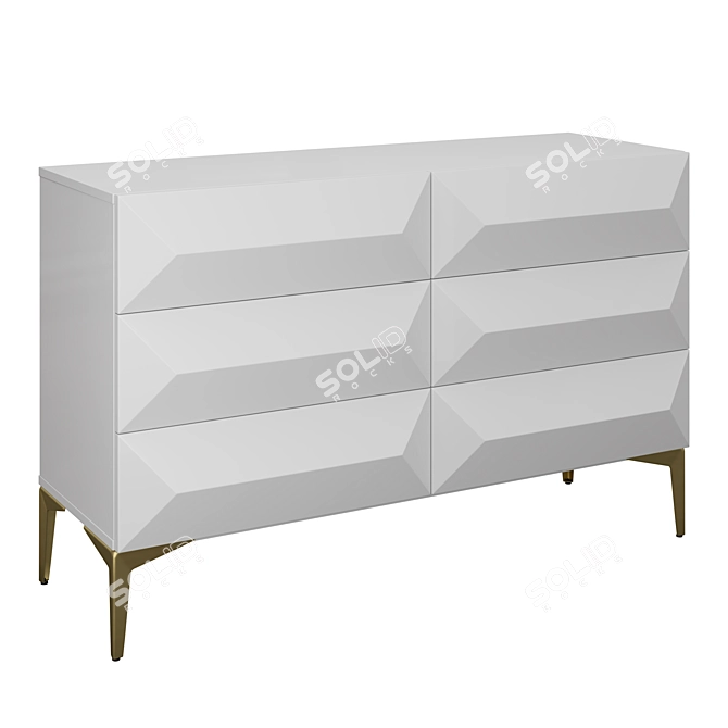 Sierra White Lacquered Chest of Drawers 3D model image 2