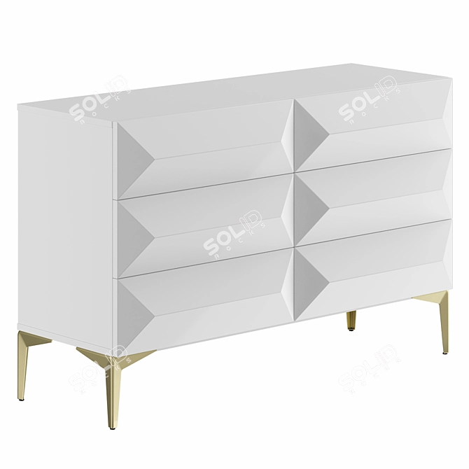 Sierra White Lacquered Chest of Drawers 3D model image 4