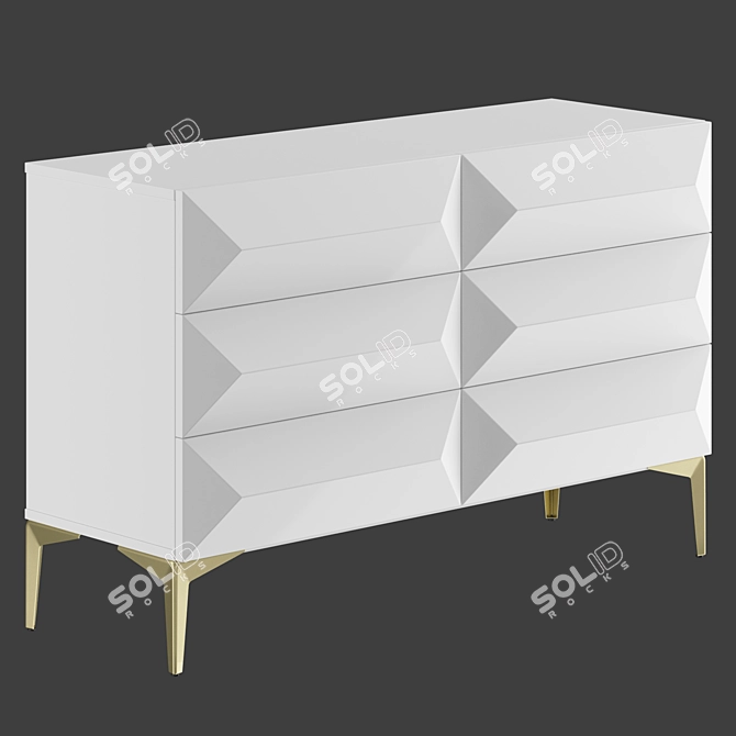 Sierra White Lacquered Chest of Drawers 3D model image 7