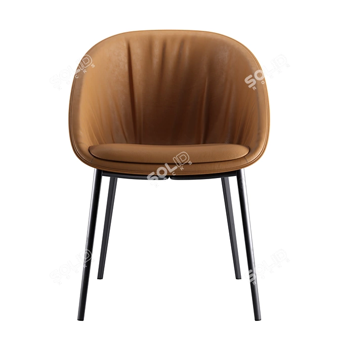 Sleek Leather Dining Chair 3D model image 4