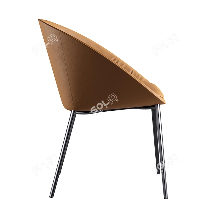 Sleek Leather Dining Chair 3D model image 5