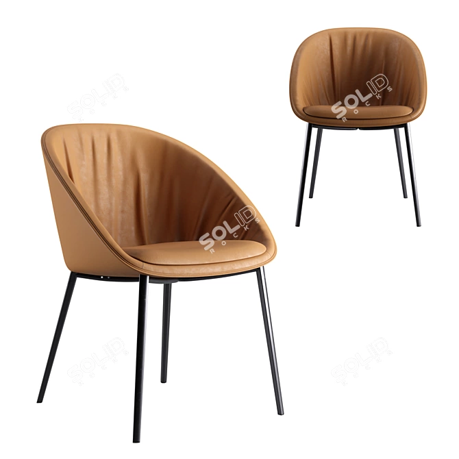 Sleek Leather Dining Chair 3D model image 7