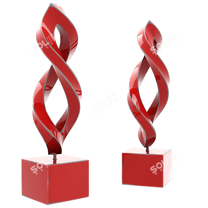 Abstract Twist Sculpture - Modern Art Home Decor 3D model image 3