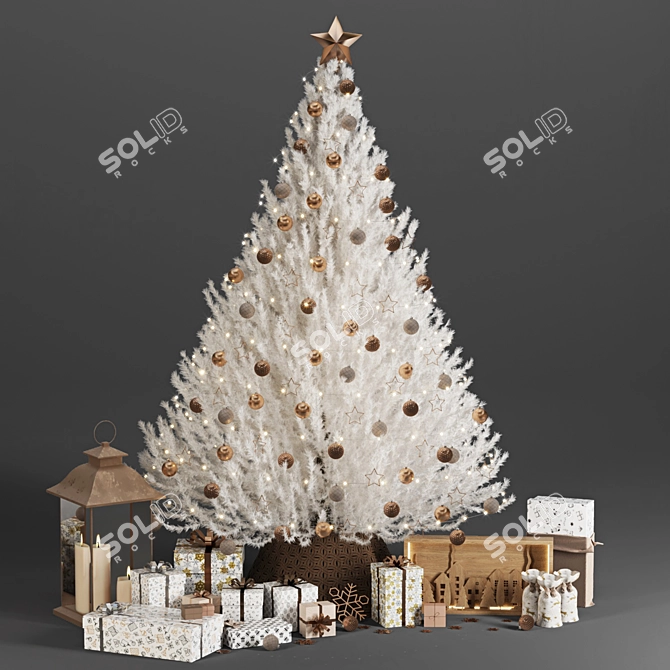2022 New Year Christmas Tree: White, 200cm Height, 3Ds Max, Corona Render, FBX 3D model image 1