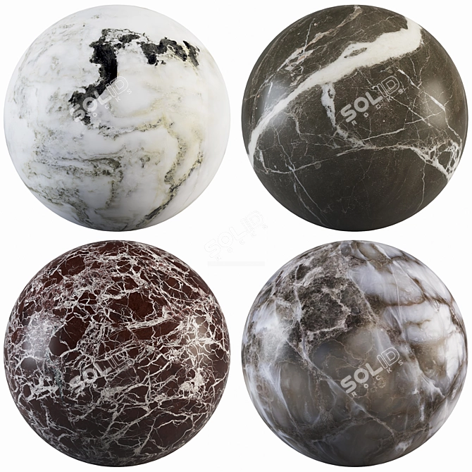 Marble Collection: Calacatta, Brown Gray, Landscape, Red Levanto 3D model image 1