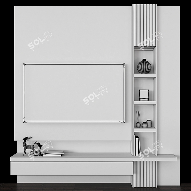 Sleek TV Wall Set - 65 inch 3D model image 4