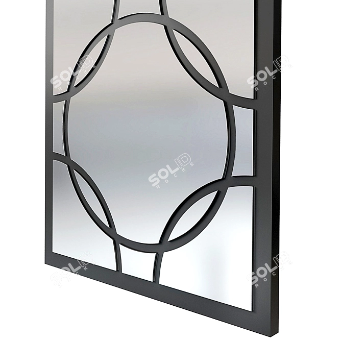 Elegant Black Circles Mirror 3D model image 2