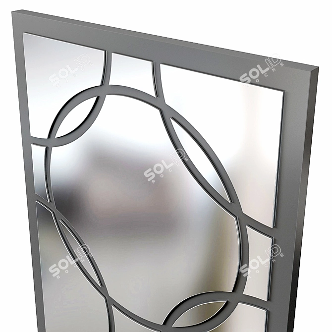 Elegant Black Circles Mirror 3D model image 3