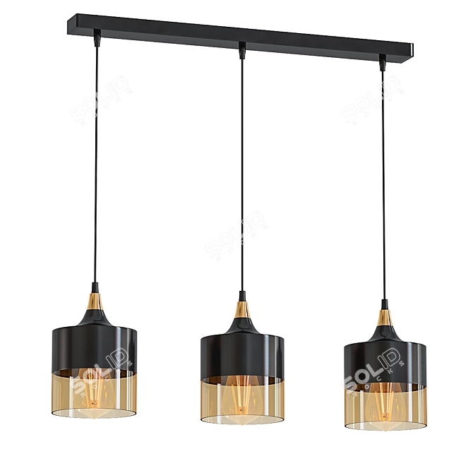 Elegant 3-Light Linear Pendant 3D model image 1