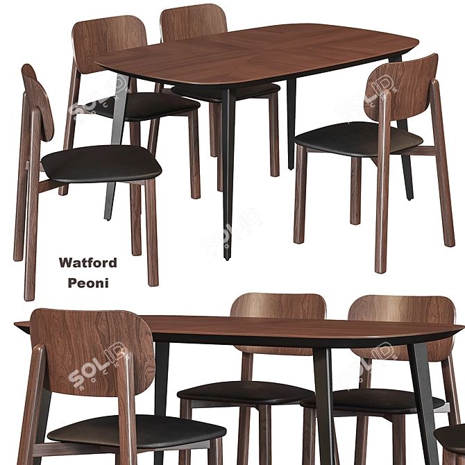 Vintage Watford Peoni Dining Set 3D model image 1