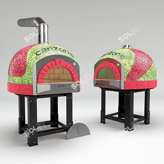 Mosaic Wood-Fired Pizza Oven 3D model image 4