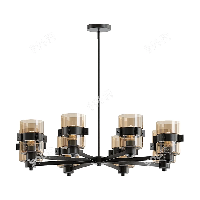 Midnight LA Matte Black Chandelier 3D model image 1