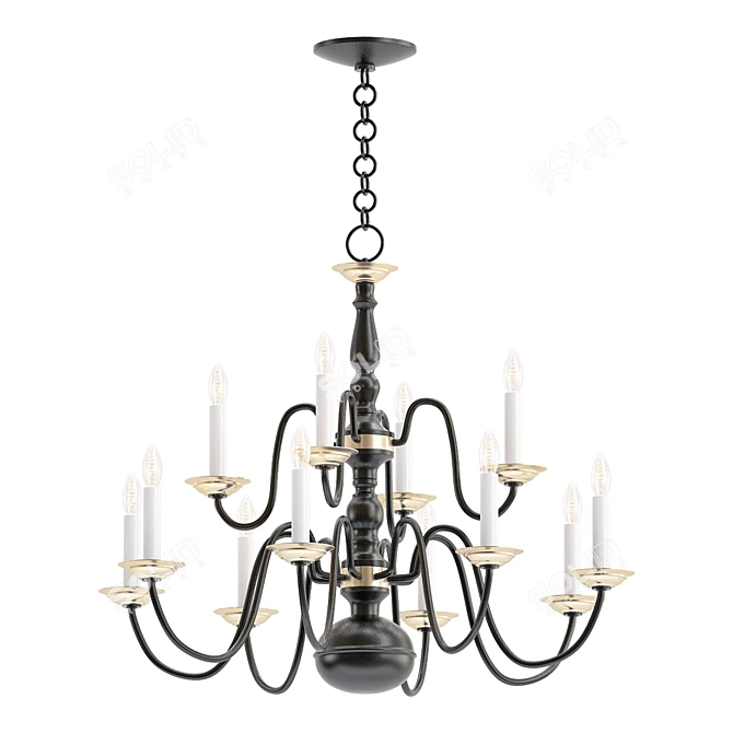 Bold Elegance: Williamsburg Black Chandelier 3D model image 1