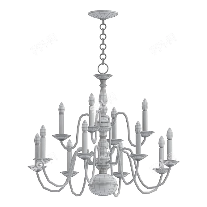 Bold Elegance: Williamsburg Black Chandelier 3D model image 2