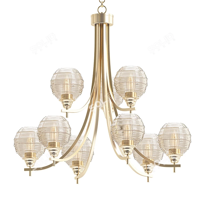 Paramount 9-Light Chandelier: Matte Black & Brass 3D model image 1