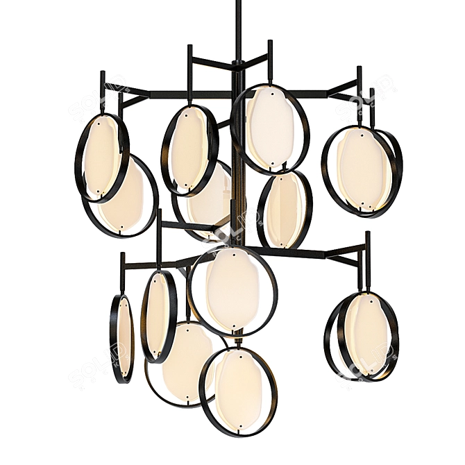 Elegant 15-Light Dark Bronze Chandelier 3D model image 1