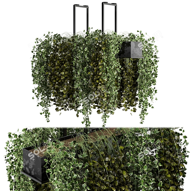 Metal Box Hanging Plant Set 3D model image 1