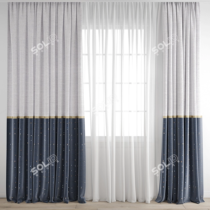 Polygonal Curtain Model: High Quality, Max & Obj Files 3D model image 6