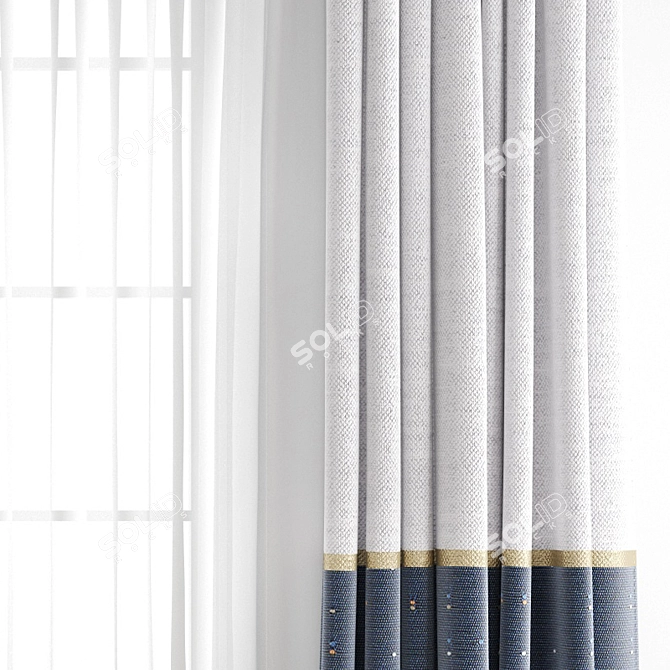 Polygonal Curtain Model: High Quality, Max & Obj Files 3D model image 4