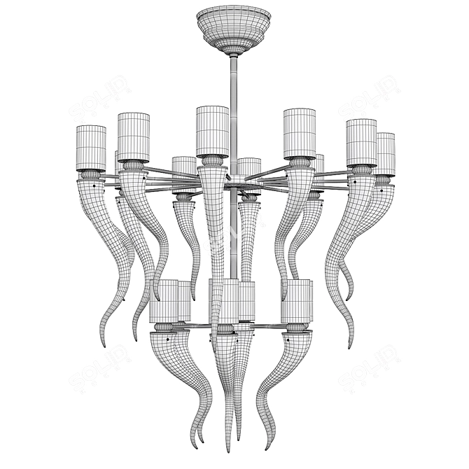 Honey Glow Murano Chandelier 3D model image 2