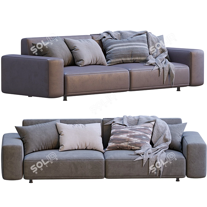 Modern Cross-Design Sofa 3D model image 3