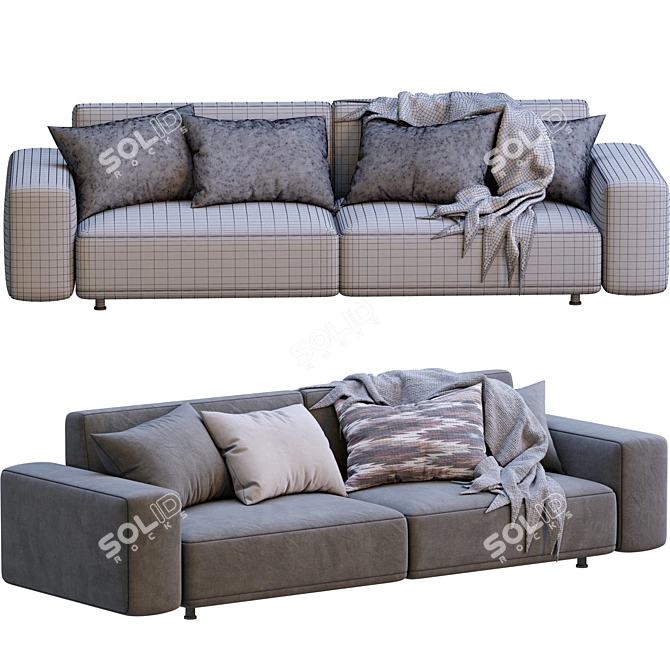 Modern Cross-Design Sofa 3D model image 6