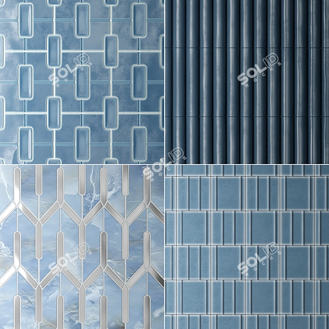 Blu Smooth Tile Collection 3D model image 1