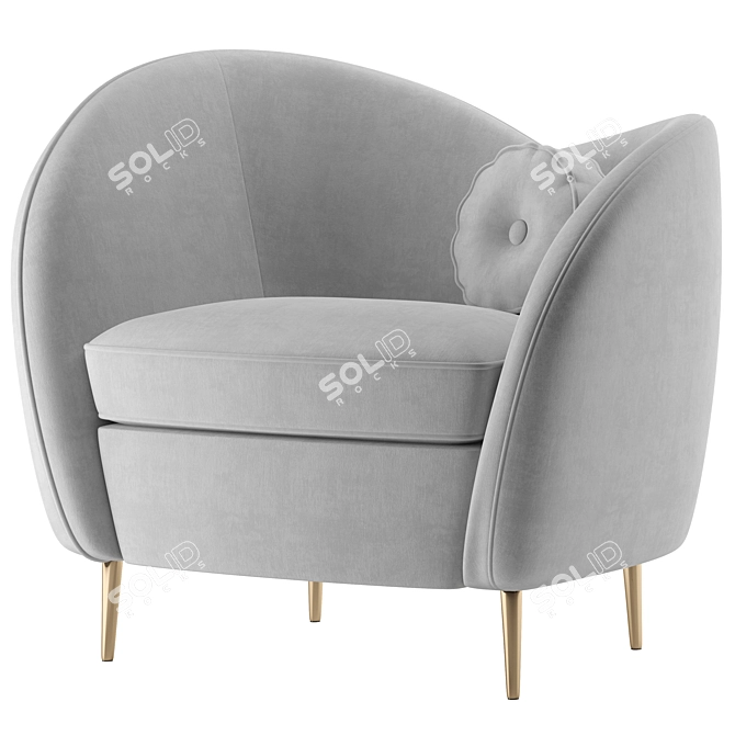 Solar Black & White Velvet Accent Armchair 3D model image 1