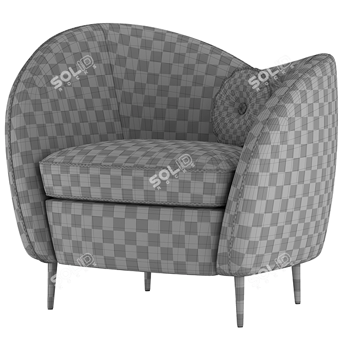 Solar Black & White Velvet Accent Armchair 3D model image 7