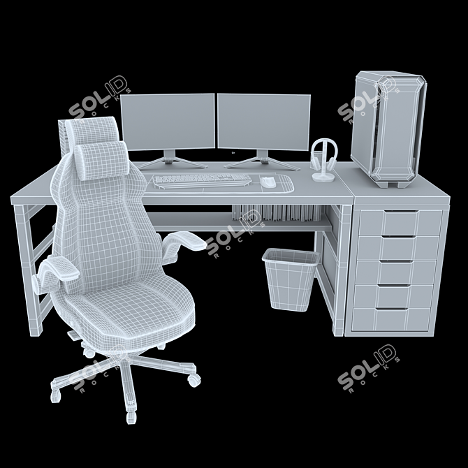 Elegant Office Furniture Set 3D model image 5