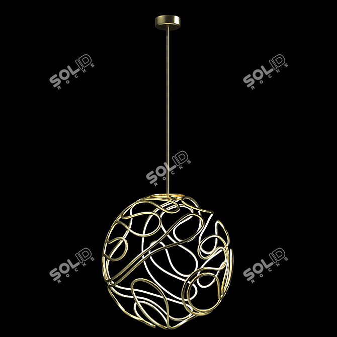 Glowing Metal Orb Chandelier 3D model image 1