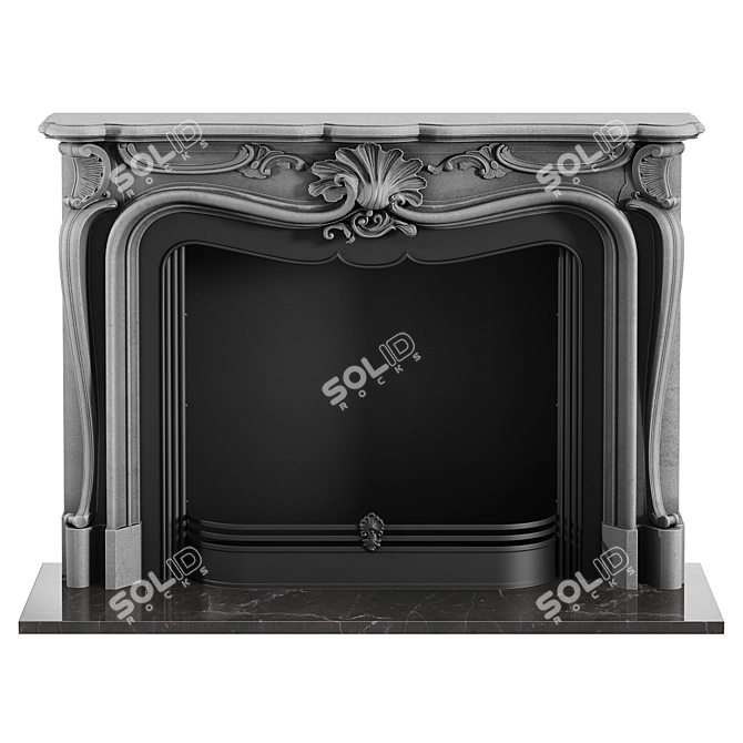 Classic Basalt Fireplace De Orsay 3D model image 1