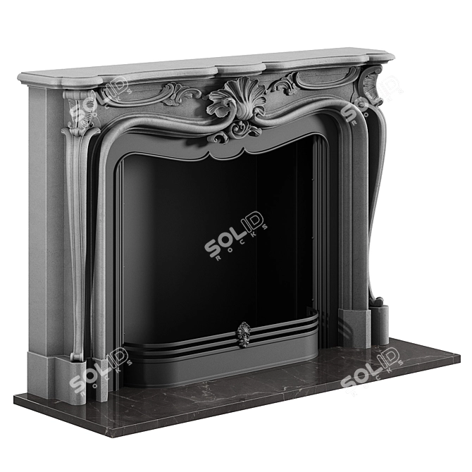 Classic Basalt Fireplace De Orsay 3D model image 2