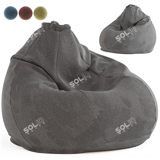 Cozy Beanbag Chair - 4 Color Options 3D model image 1