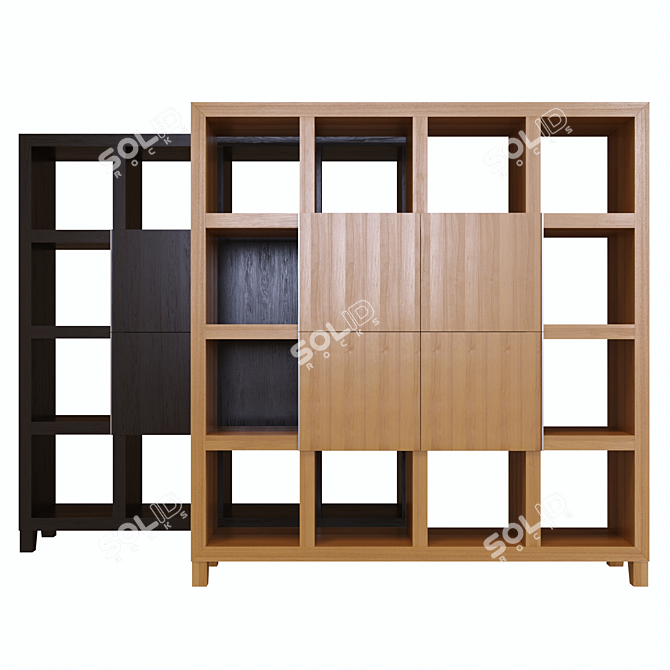 Contemporary Shoji Style Bookcase 3D model image 1