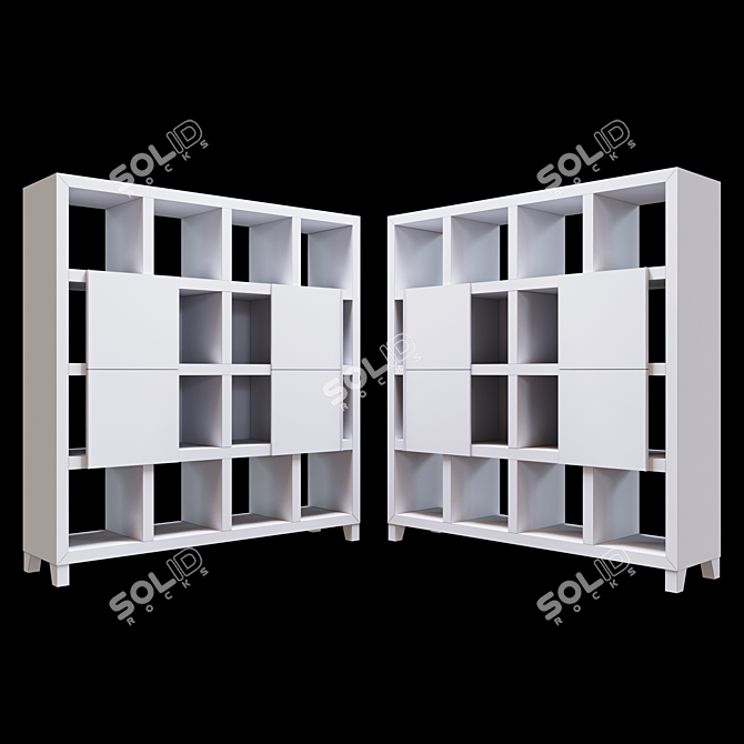 Contemporary Shoji Style Bookcase 3D model image 3