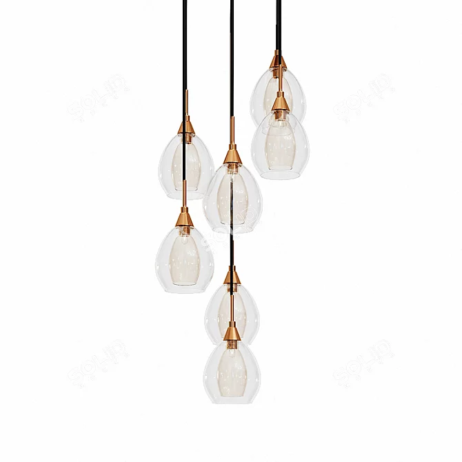 Elegant Copper Ceiling Light 3D model image 1