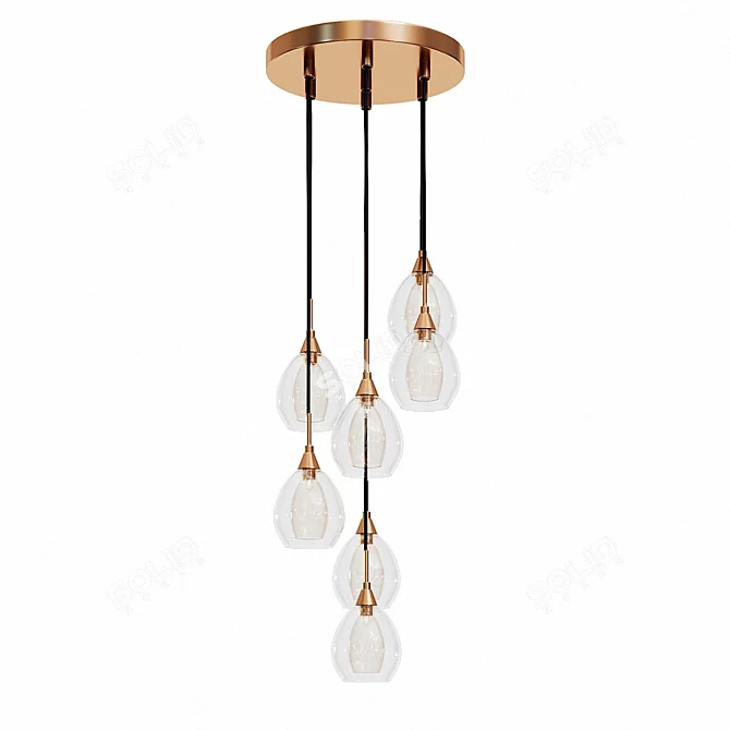 Elegant Copper Ceiling Light 3D model image 2