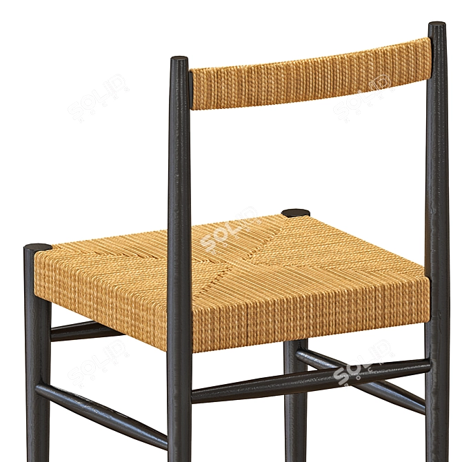 Zara Mango Wood Table & Woven Chairs 3D model image 4