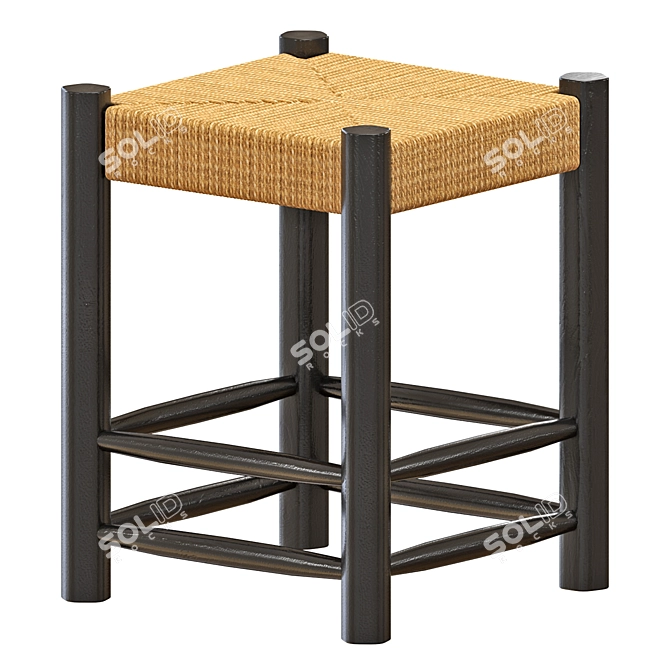 Zara Mango Wood Table & Woven Chairs 3D model image 5