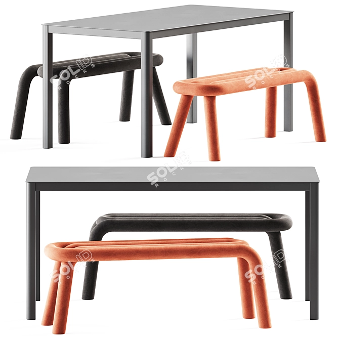 Sleek Dining Set: La Table by Arrmet & Bench Bold by Moustache 3D model image 1