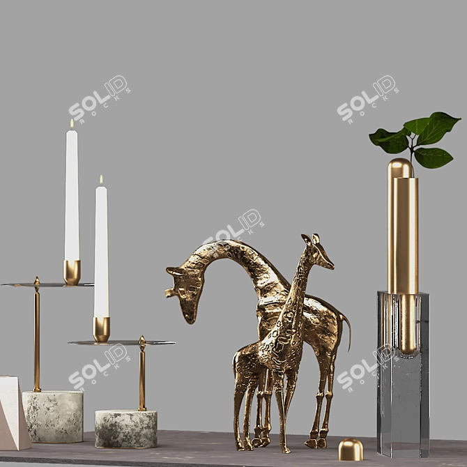 Cute Gold Crafts Decor Set 3D model image 3