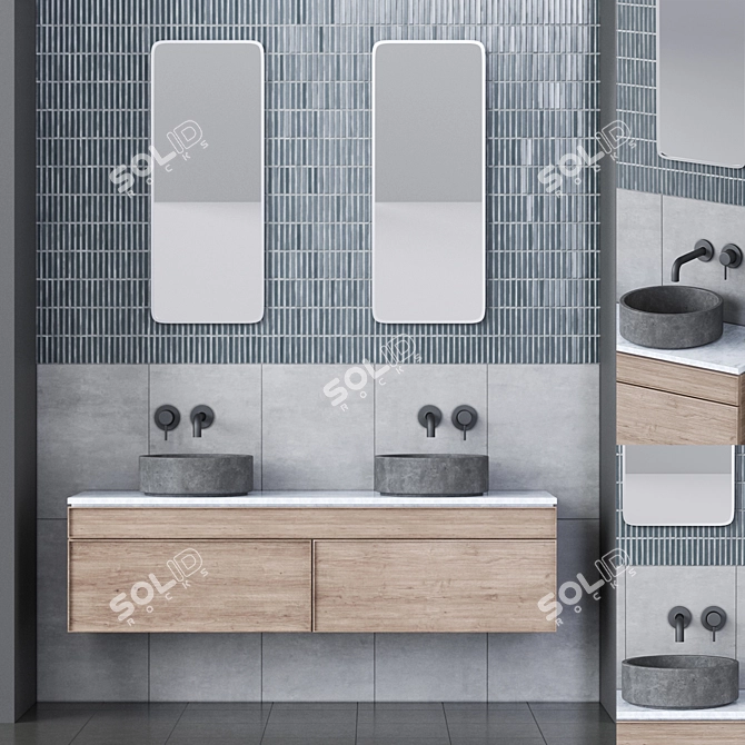 Modern Bathroom Vanity Set 3D model image 1