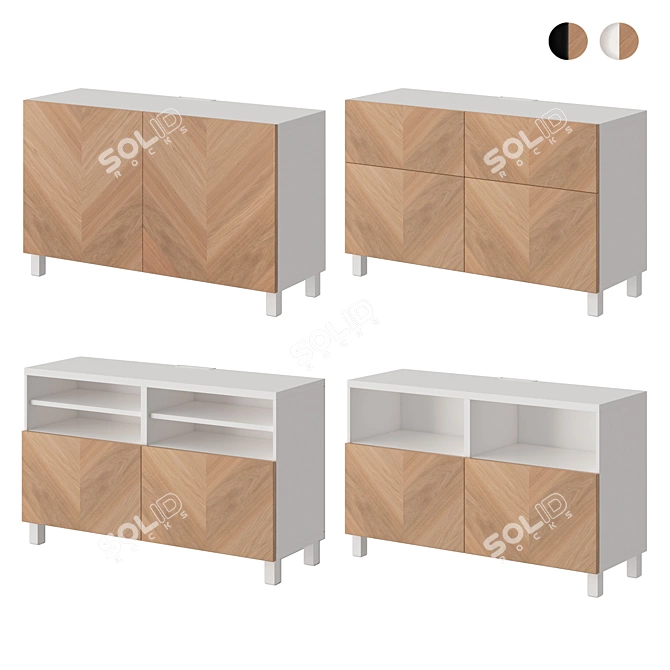 Modern TV Stand with Doors - BESTÅ HEDEVIKEN 3D model image 1